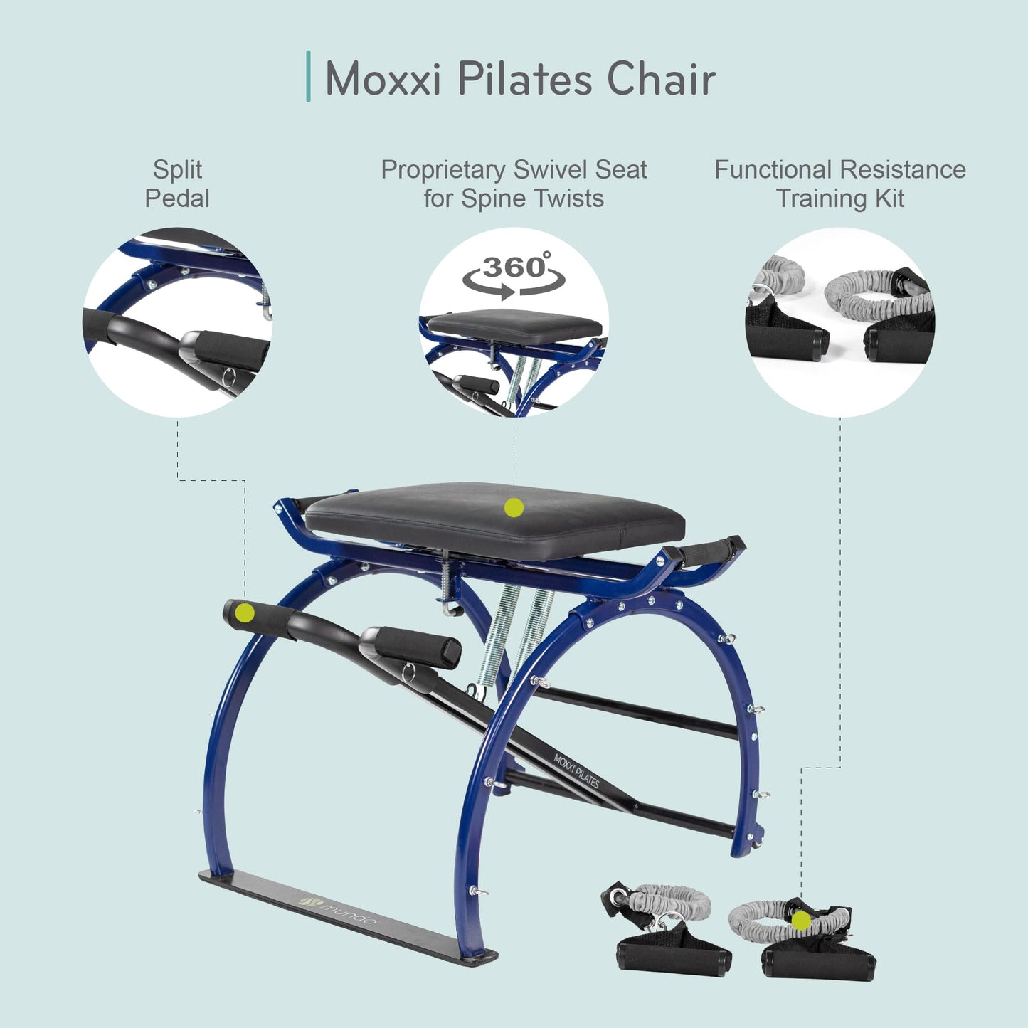 Mundo Moxxi Pilates Chair, Workout Equipment for Home Gym, Up to 250 -Pound Weight Capacity