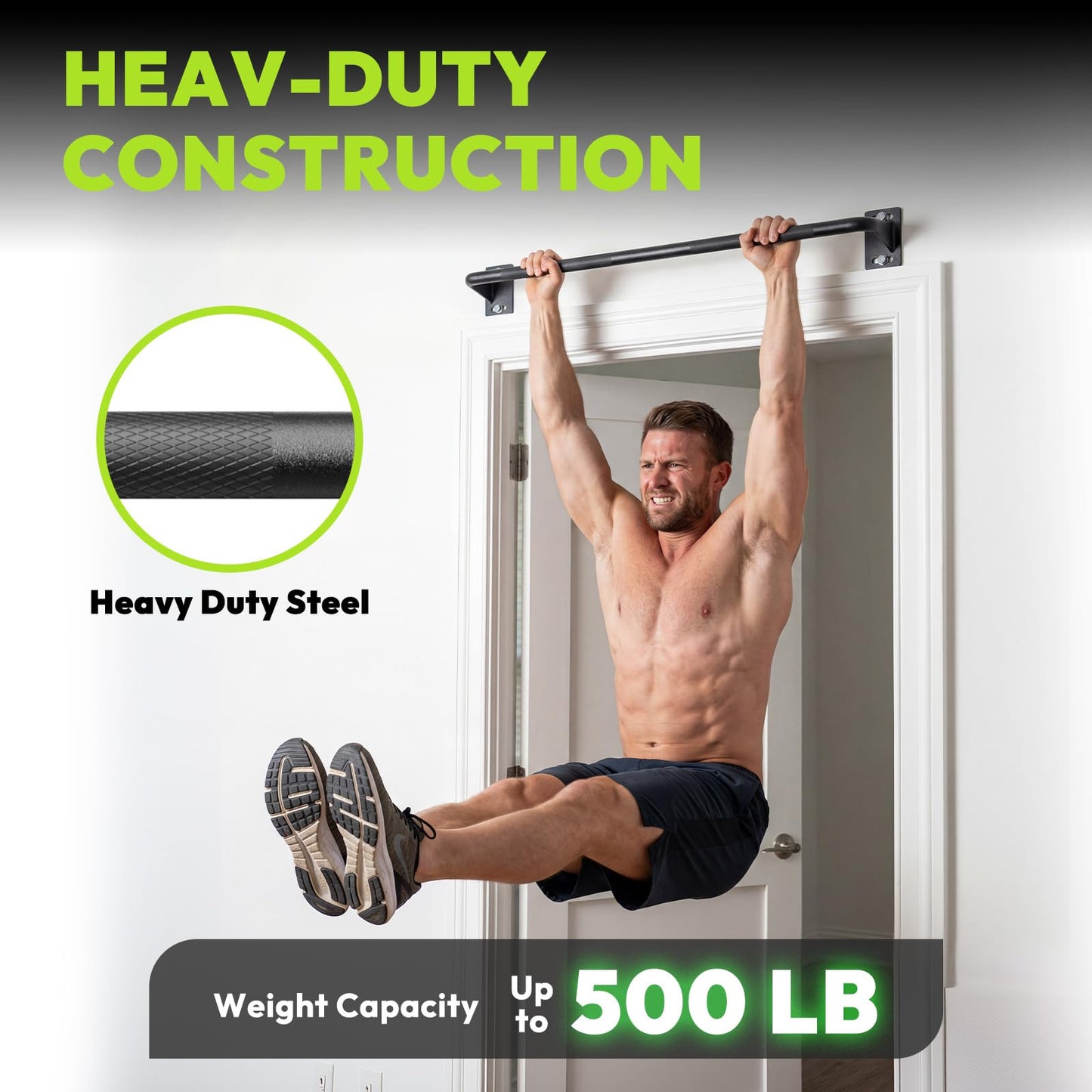 HANDBODE Pull Up Bar for Doorway and Wall Mount - Chin Up Bars for Home Gym, 36‘’ in Upper Body Workout Equipment with 500 lbs Capacity, Portable Thickened Steel Construction, Joist Mounted