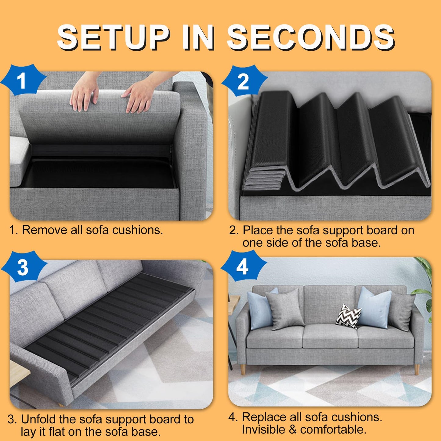 LAVEVE Heavy Duty Couch Cushion Support Board for Sagging Sofa, 24''x72'' Extra Thick Solid Wood Under Couch Insert with Anti-Slip Dots, Repair Sagging Spring Sofa