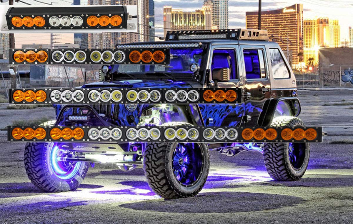 43 Inch 240W Off Road LED Light Bar Dual Color White Amber Yellow Spot Flood Combo Beam Work Diving Driving Fog Light for Ford GMC Ram UTV