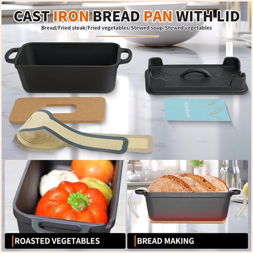 Cast Iron Combo Cooker by [Brand Name] - 2.5QT Pre-Seasoned Dutch Oven & Grill Pan | Versatile 2-in-1 Skillet for Baking & Searing
