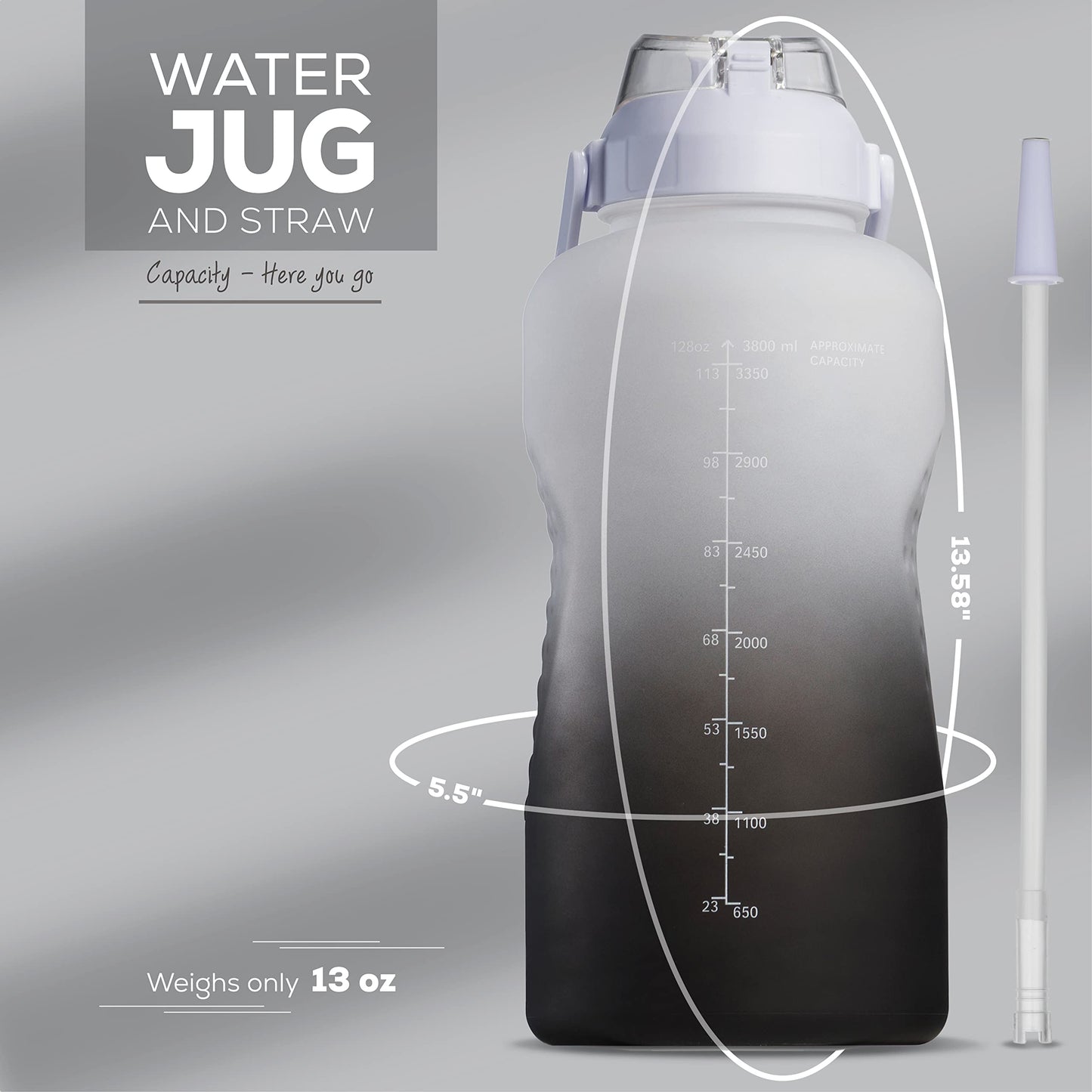 YOU GOT THIS LIVING Motivational Water Bottle with Straw & Handle,One Gallon Water Bottle 128 oz/3.8L,Reusable Water Jug, Achieve All-Day Hydration SpillProof, BPA FREE