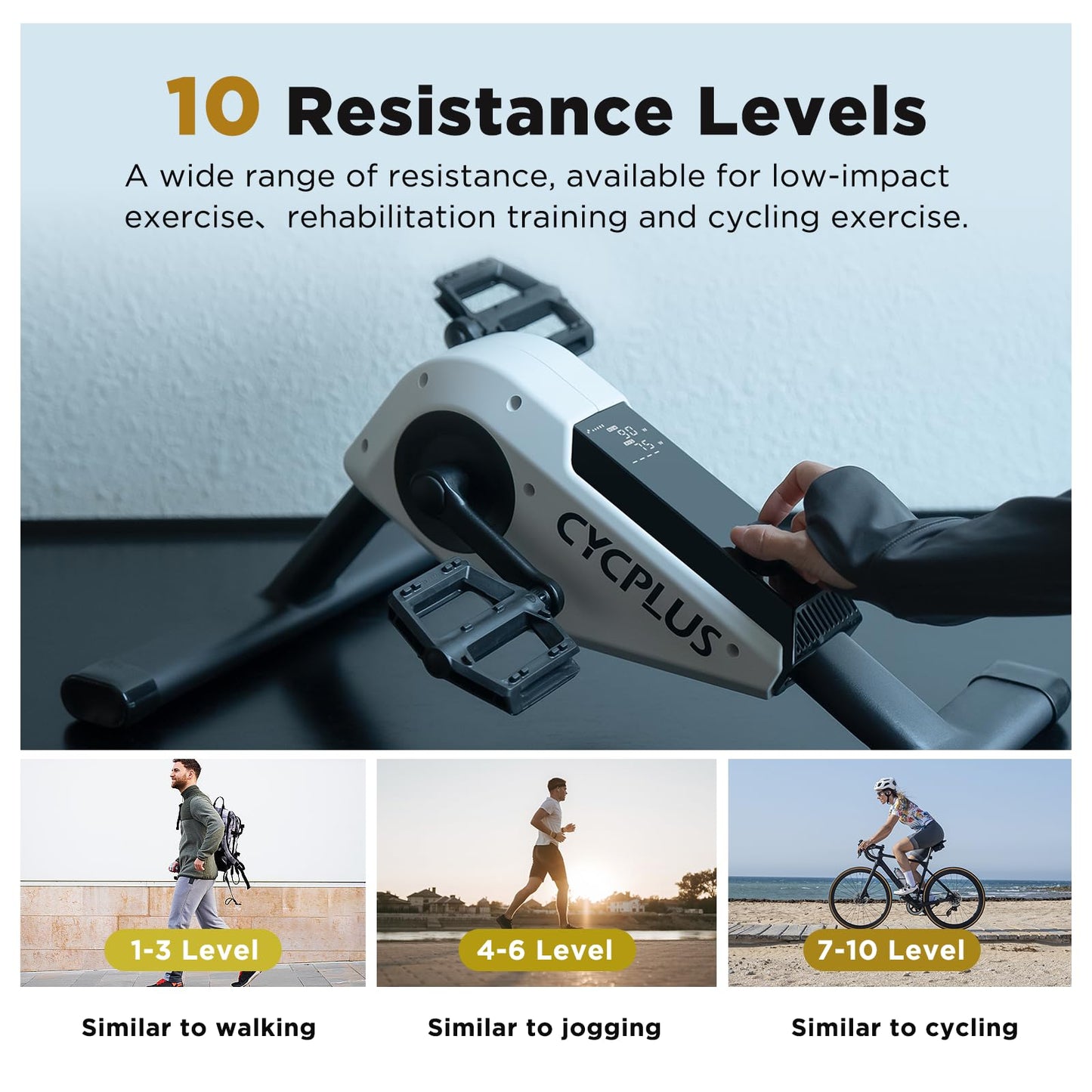 CYCPLUS DC1 Mini Pedal Exerciser, Self-Powered 160W Brushless Motor, ERG Mode & App Sync, Ultra-Quiet Magnetic Resistance, Compact for Office/Home (10.6lb, 0.18㎡ Space-Saving)