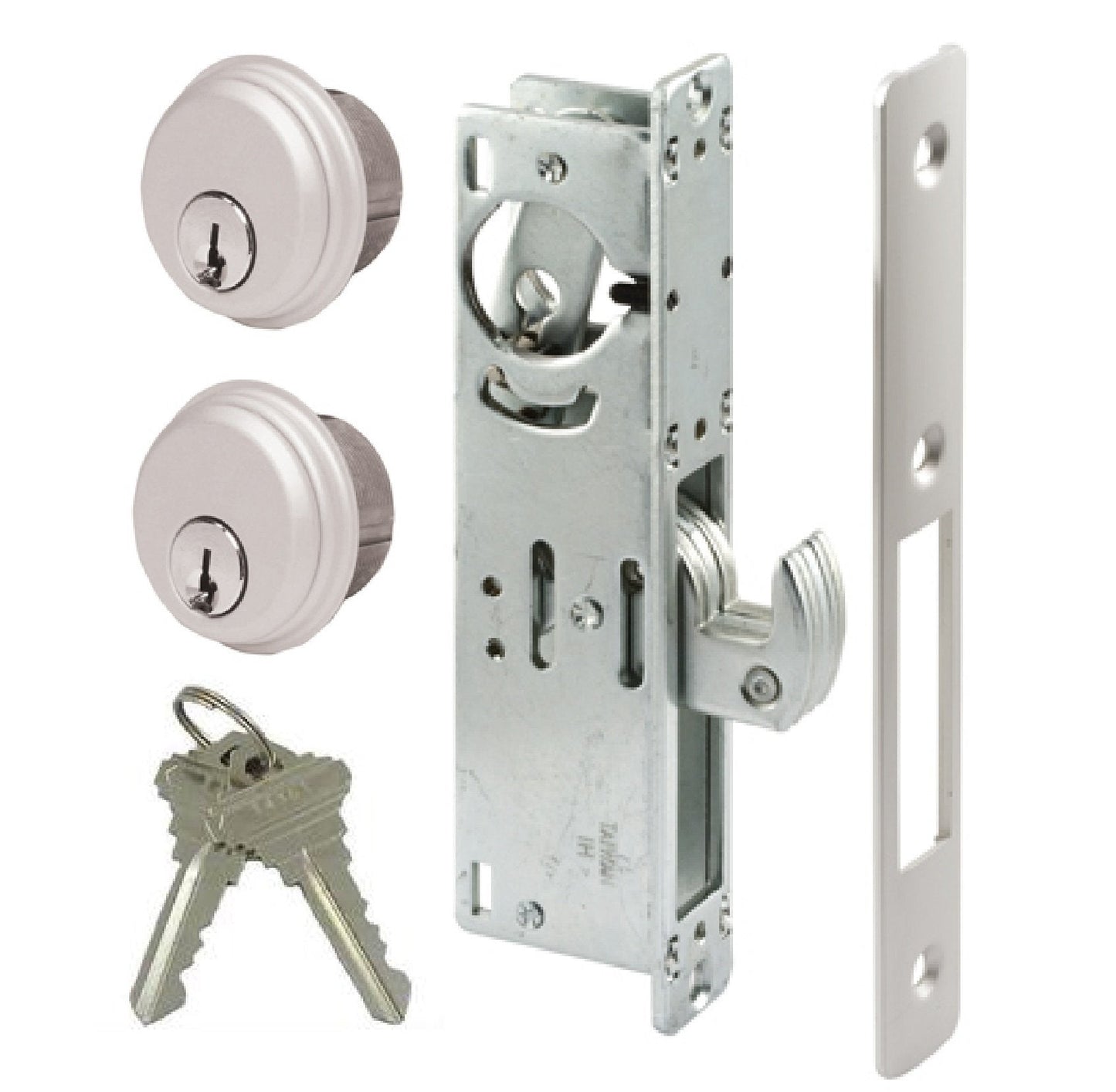 Pacific Doorware Hook Deadbolt Mortise Gate Lock for Sliding Gates and Steel or Aluminum Storefront Doors - Keyed, Aluminum Silver, 1-1/8" Backset