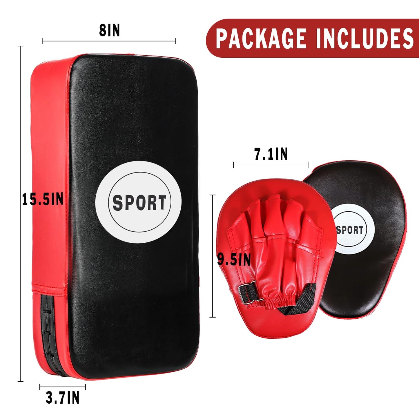 WYIPOLZI 2-in-1 Punching Mitts Kick Pack Set, Boxing Mitts Focus Pads Taewondo Kick Pad, Adjustable Strike Shield Arm Pad Set for Boxing, Kickboxing, Karate, Muay Thai MMA Training