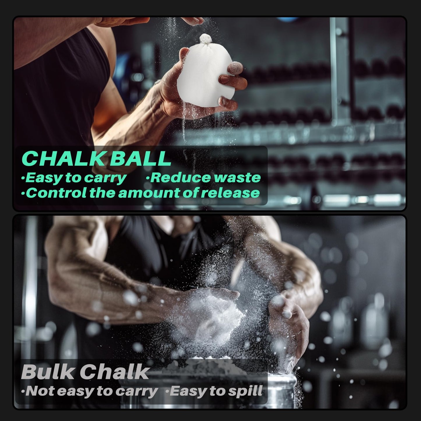 RAINFLOW 2PCS Chalk Ball - Climbing Chalk Gymnastics Magnesium Lifting for Gym, Gymnastics, Grip, Climbing, Weightlifting (2PCS Chalk Ball)
