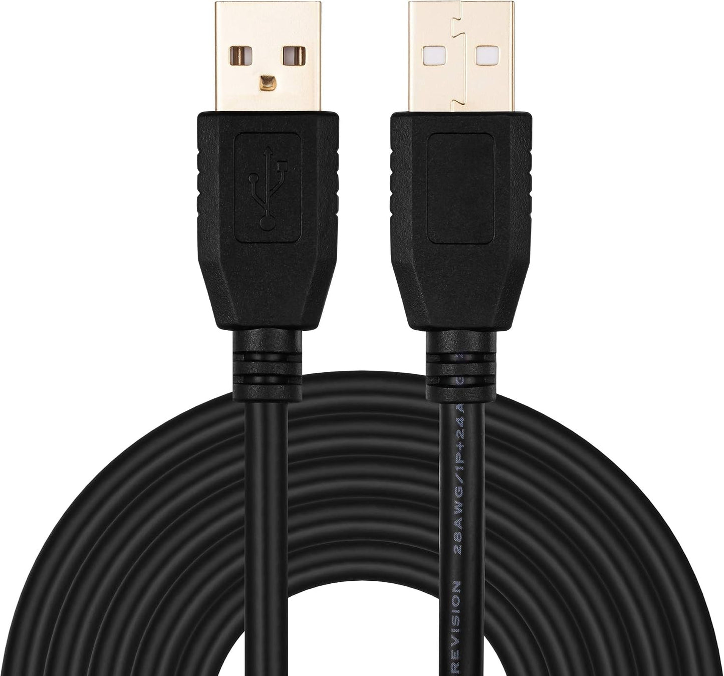 40Ft, (12M/40Ft) Tan QY USB A to A Male Cable Double End USB Cord with Gold-Plated Connector for Hard Drive Enclosures