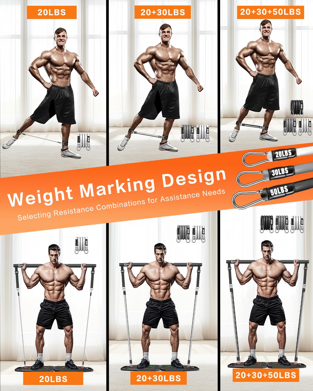 BBTOPS Push up Board, Pilates Bar & Ab Roller, 25-in-1 Foldable Push up Bar at Home Workout,Gym Exercise Professional Push ups bar Strength Training Equipment for Man and Women
