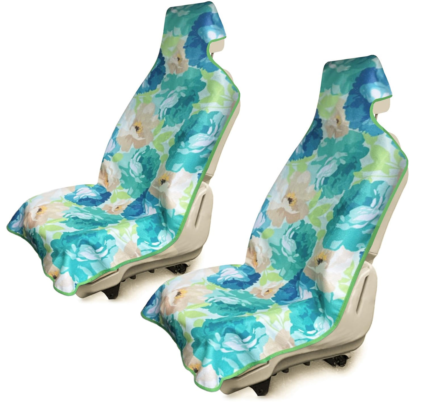 AOTOTON Waterproof Stain Resistant Towel Car Seat Cover，Universal Non-Slip for Car, Truck, SUV, Van Seat for Gym Workout,Swimming,Beach and Workout Outdoor ， Machine Washable (2pcs Flower)