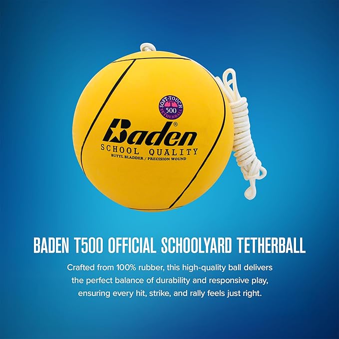 Baden School Quality Tetherball Set - Soft-Touch Tetherball Ball and Rope