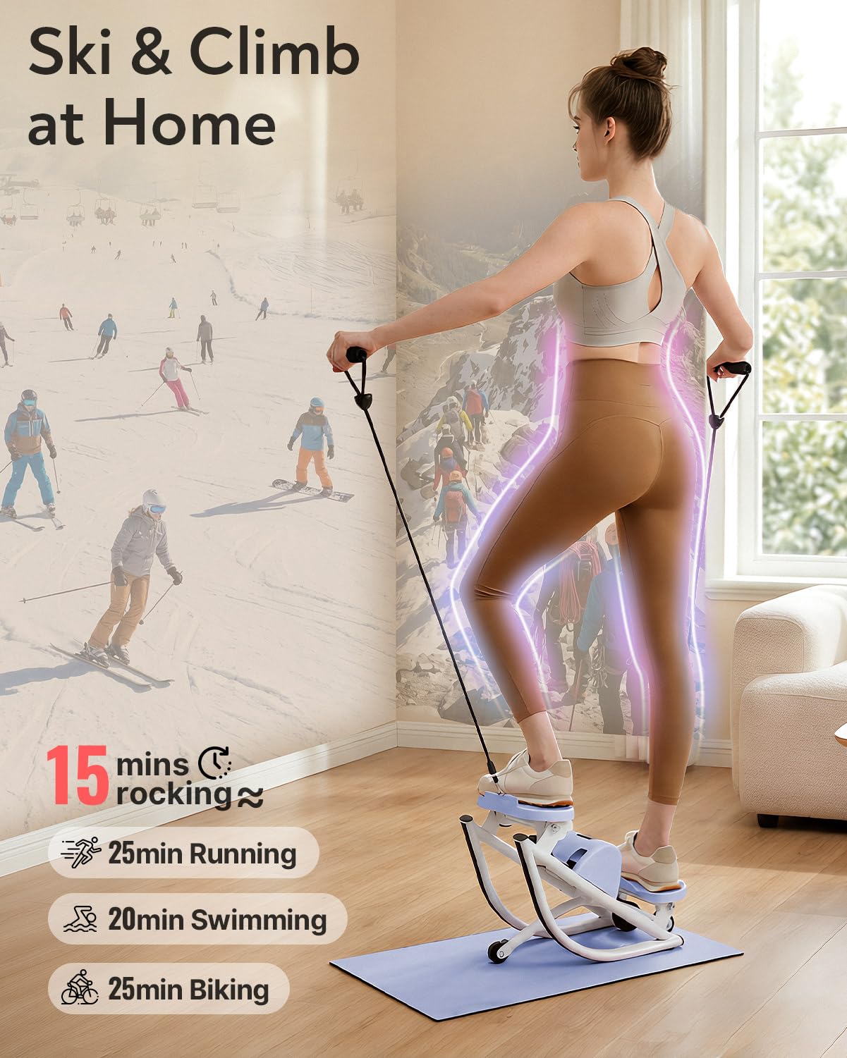 YOTTOY Lateral Rock Stepper for Exercise at Home with Digital Monitor/Resistance Bands, Portable Rocking Stepper Side to Side for Home Workout, Intense Legs & Glutes Activation & Fat Burning