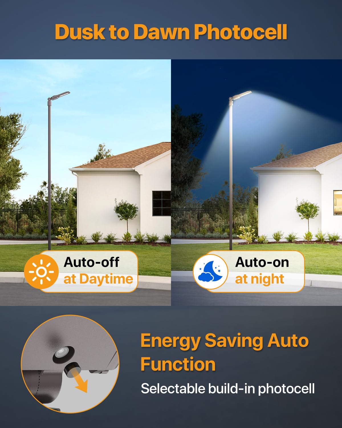 DEMILARE Parking Lot Lights 200W 30,000LM Slip Fitter Led Street Pole Light with Dusk-to-Dawn Photocell 5000K 100-277V IP65 Waterproof Outdoor Commercial Area Lighting for Parking Lot, Roadways 3PACK