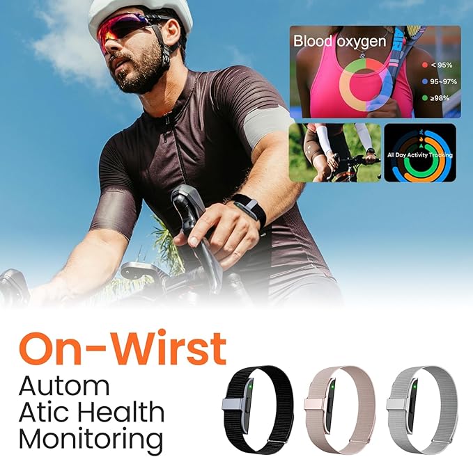 Smart Health Wristband, Screenless Smart Bracelet, Pedometer, Wearable Activity and Fitness Tracker, Free App, IP68 Waterproof (Silver)