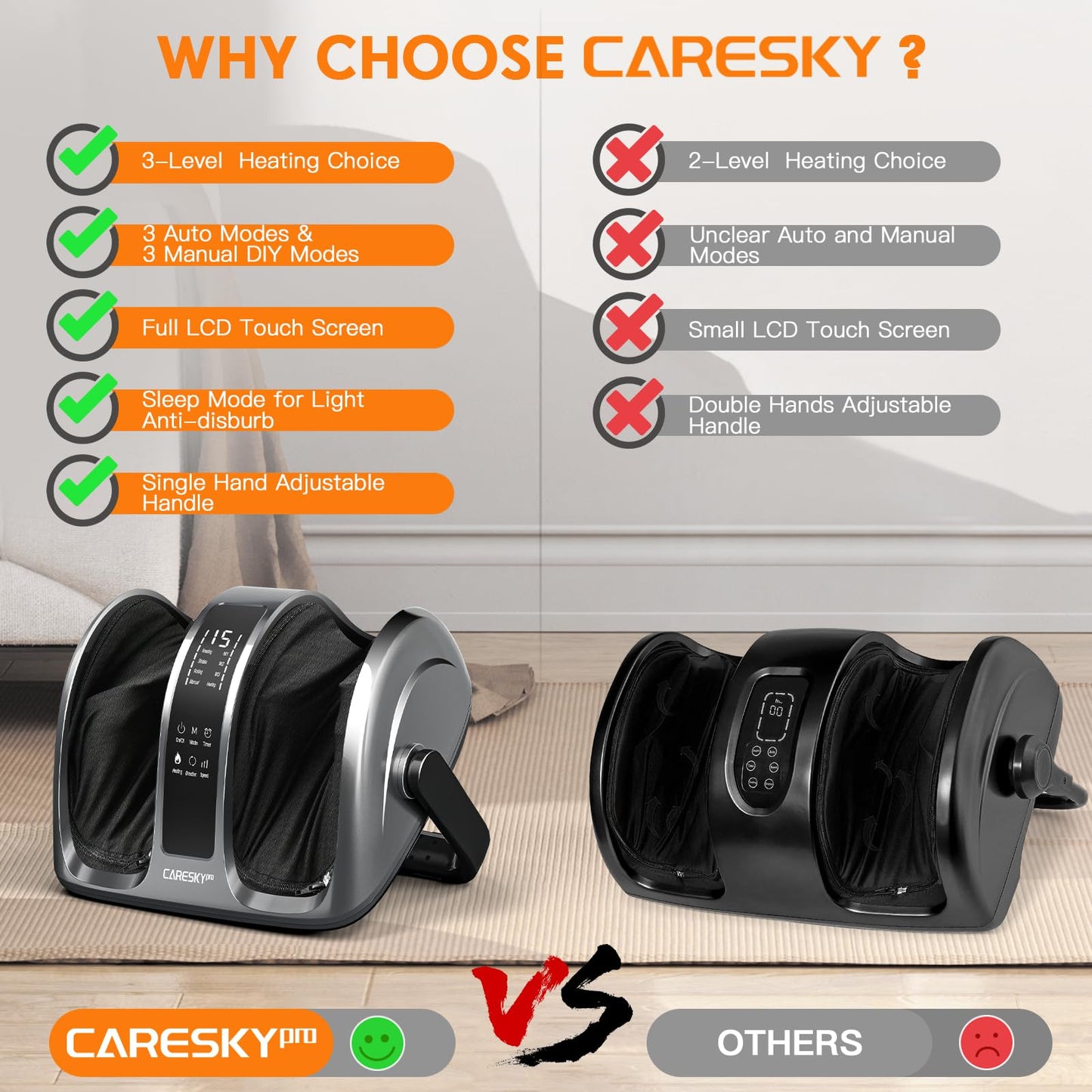 CARESKYpro Shiatsu Foot Massager with Heat, FSA Eligible HSA Foot and Calf Massager for Plantar Fasciitis, Neuropathy, Circulation and Pain Relief, for Home/Office, Gift for Men and Women