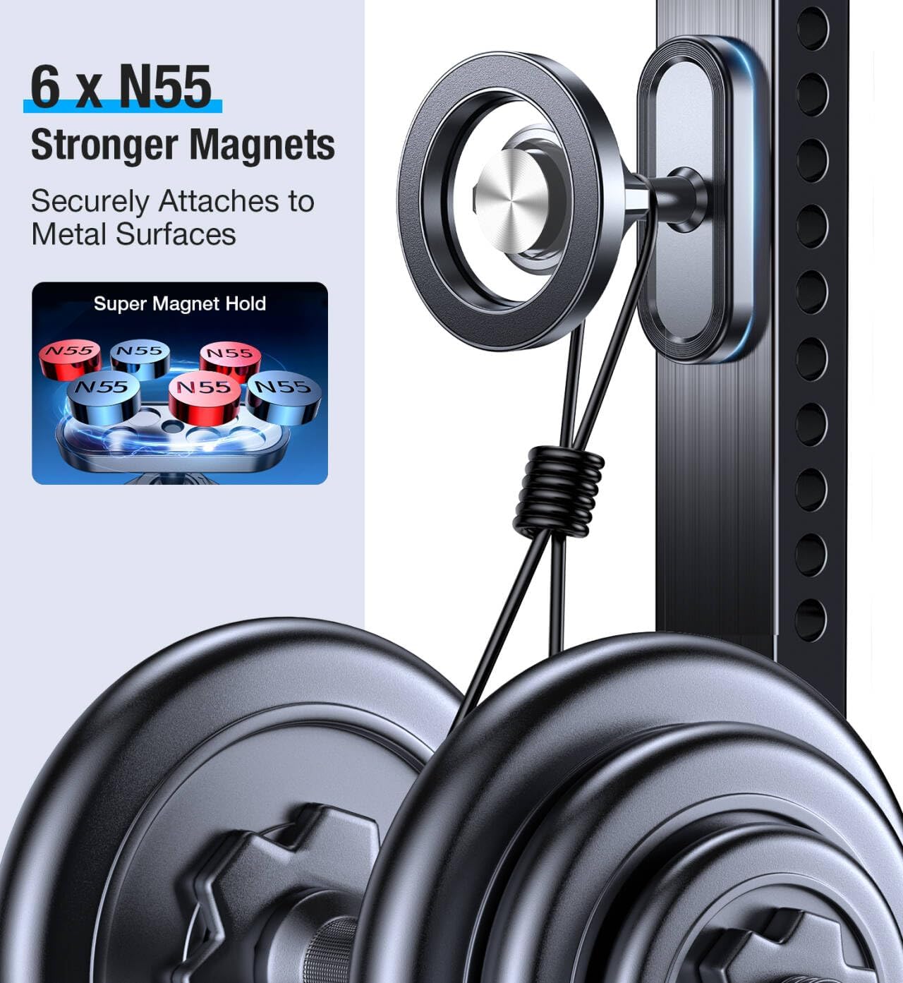 17 16 15 14 13 Coolpow Dual Magnetic Phone Holder for Gym Mag Safe Phone HolderStrong Magnet Gym Phone Holder Camera