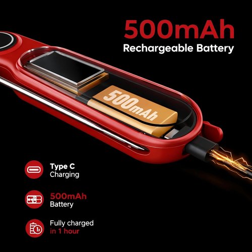 GrillBliss Instant Read Meat Thermometer - USB-C Rechargeable | 0.5s Fast Read & ±0.5℉ Accuracy