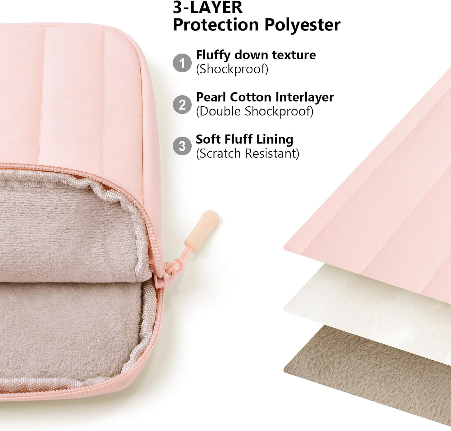 COOTHINE 6.8-7 Inch Puffy Sleeve Pouch for Kindle/eReader/eBook (Puffy Pink)