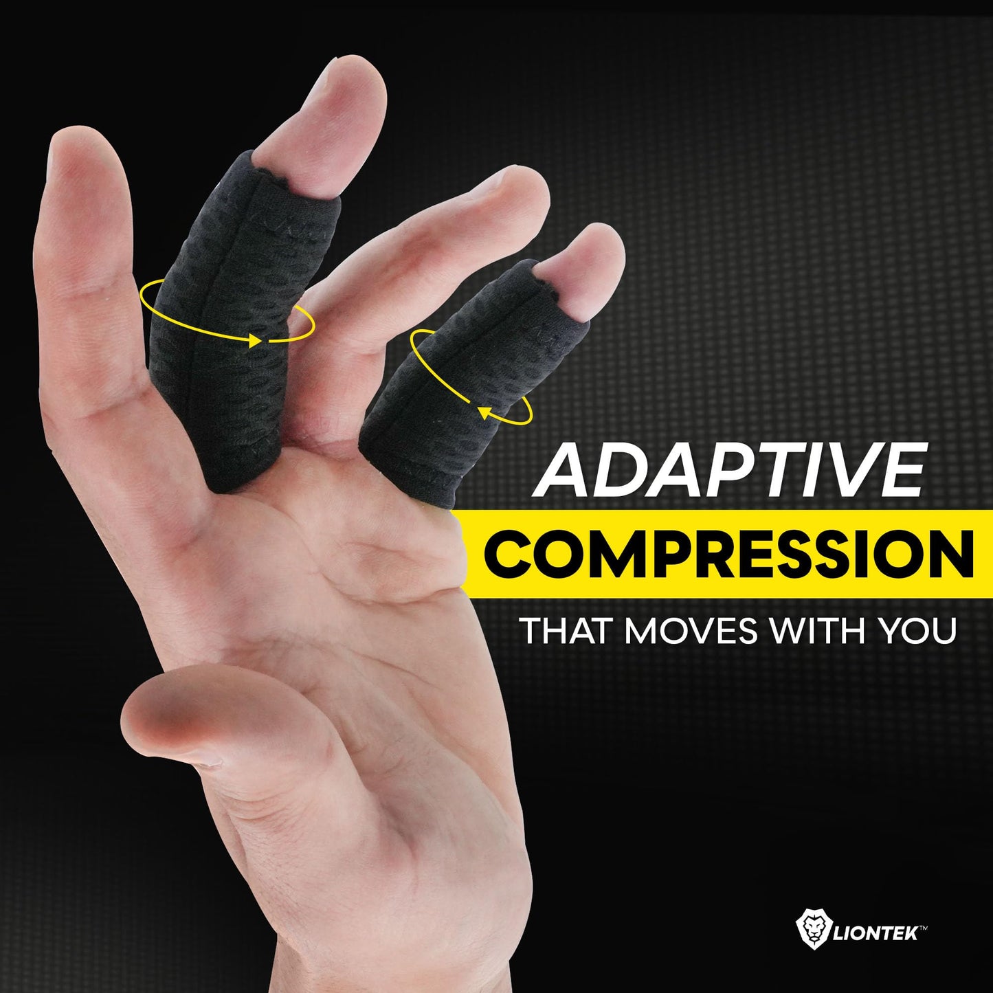 LIONTEK Single Flow Finger Sleeve V3 Pair — Joint Support & Compression for Activity, BJJ, Fitness, Volleyball, Basketball, and More (Large)