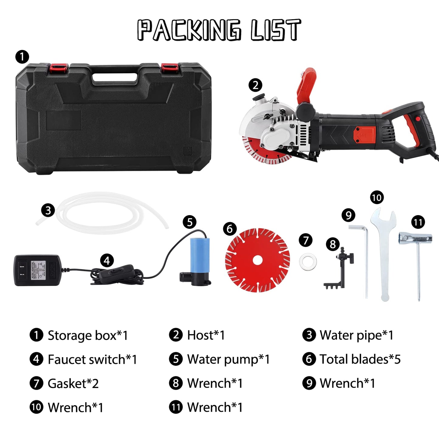 YUCHENGTECH 5800W Wall Chaser Wall Groove Cutting Machine Electric Wall Chaser Grooving Cutting Machine With Infrared Sighting Line 110V (17.5in and 5.5in)