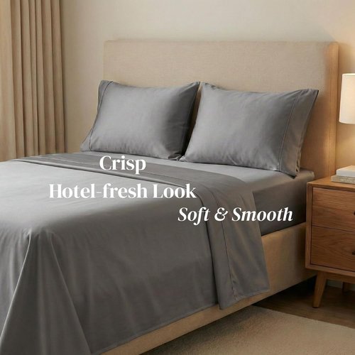 Beckham Hotel Collection Pillowcases - Queen Size Set of 2 | Silky Smooth Cool Touch Cotton Sateen, Dark Gray