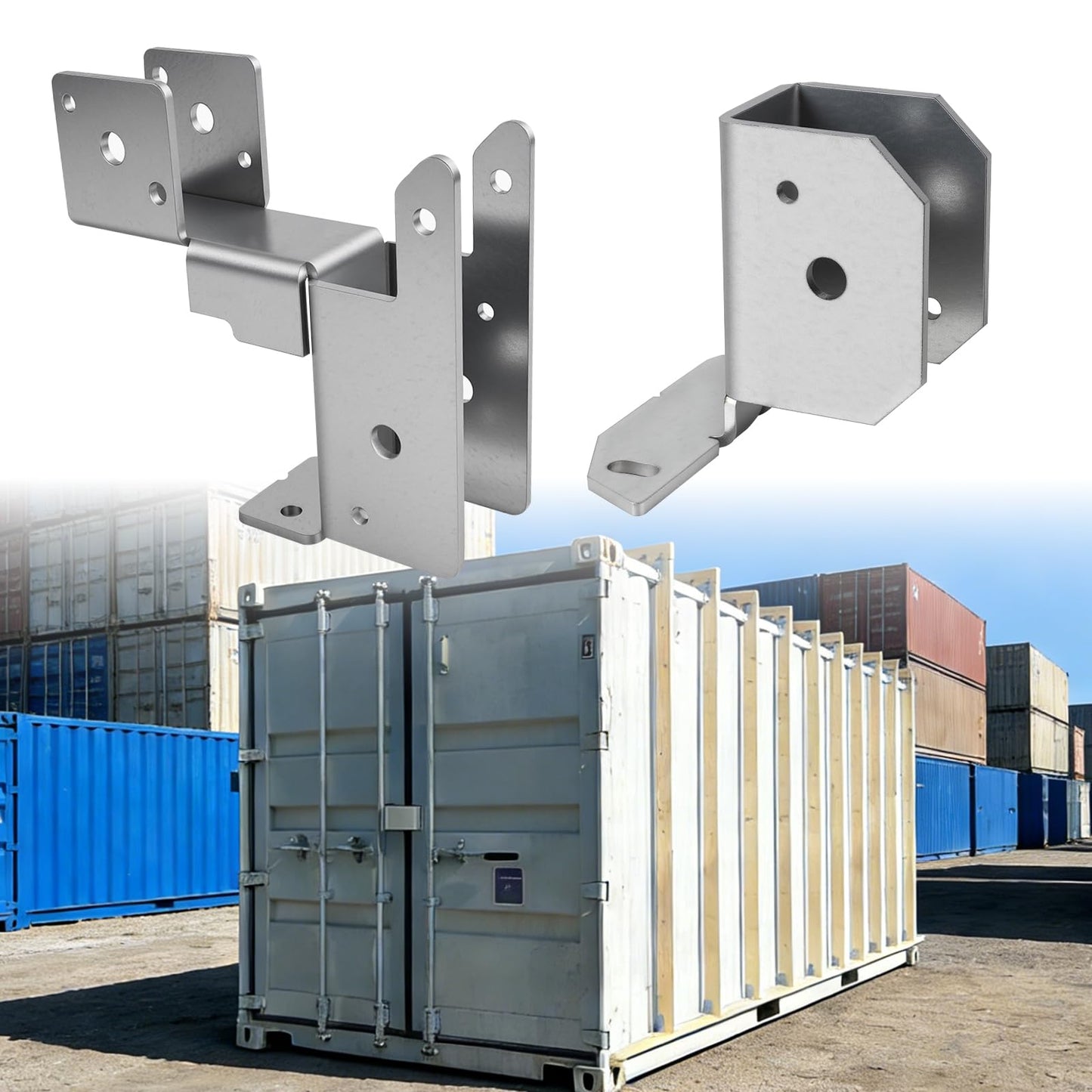 Container Exterior Wood Frame Bracket Kit | Heavy-Duty 2-Way Steel Brackets for Upper Decker Brackets | 48-Piece Set (20 Upper + 28 Lower) with All Installation Screws | Industrial Fastening Solution