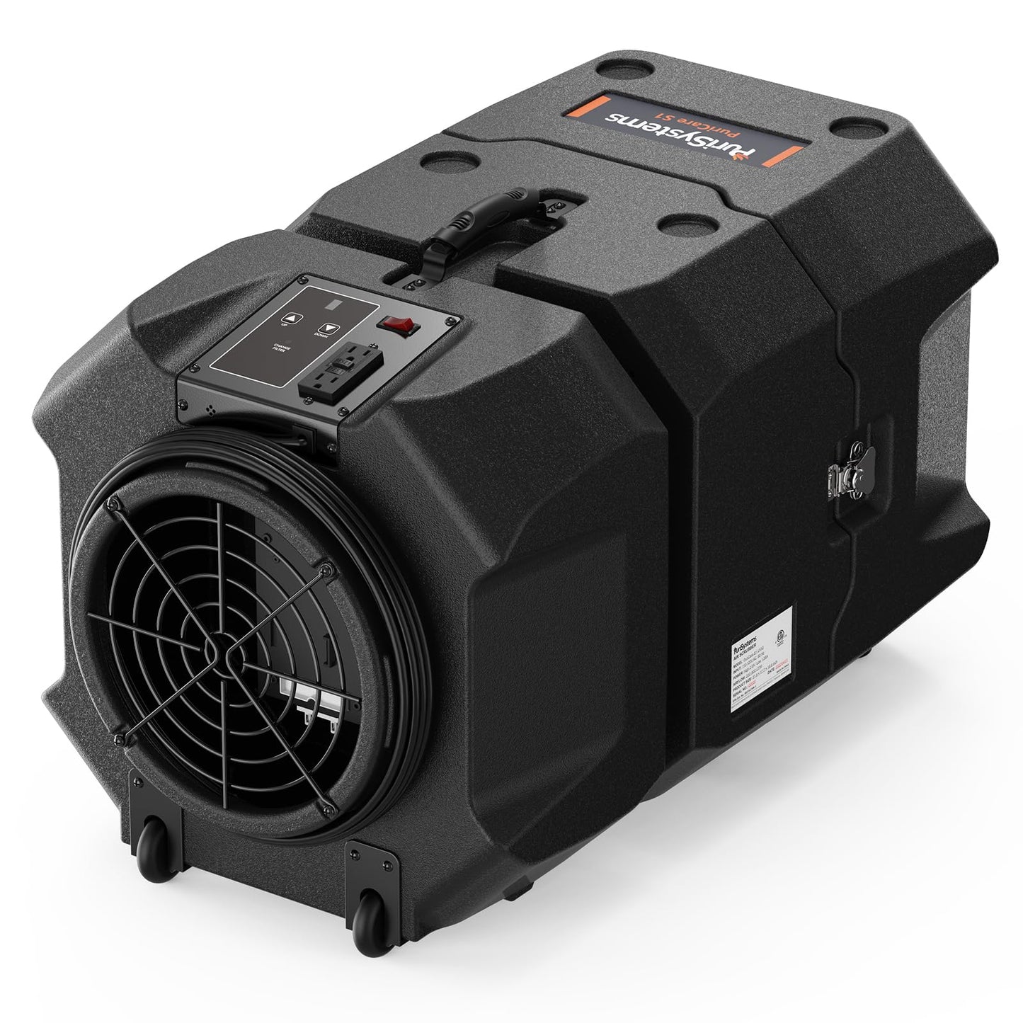 PURISYSTEMS 900 CFM Air Scrubber Commercial, Portable Industrial Air Purifier with HEPA/Activated Carbon Filter, 5-Speed, Stackable, GFCI Outlet, Negative Air Machine