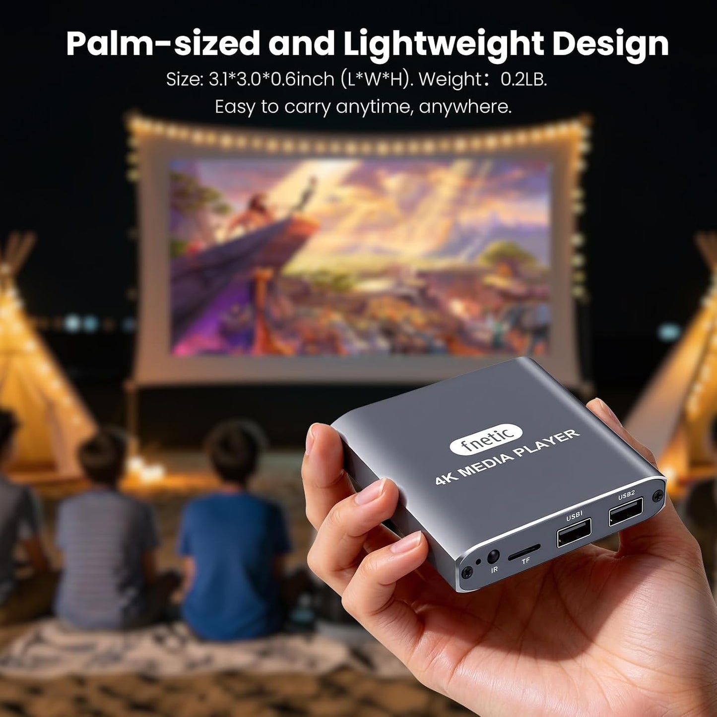 fnetic 4K MP4 H.265/HEVC, HD Digital Media Player, TV Video Player for USB Drive/Micro SD Card, Digital Signage, Auto