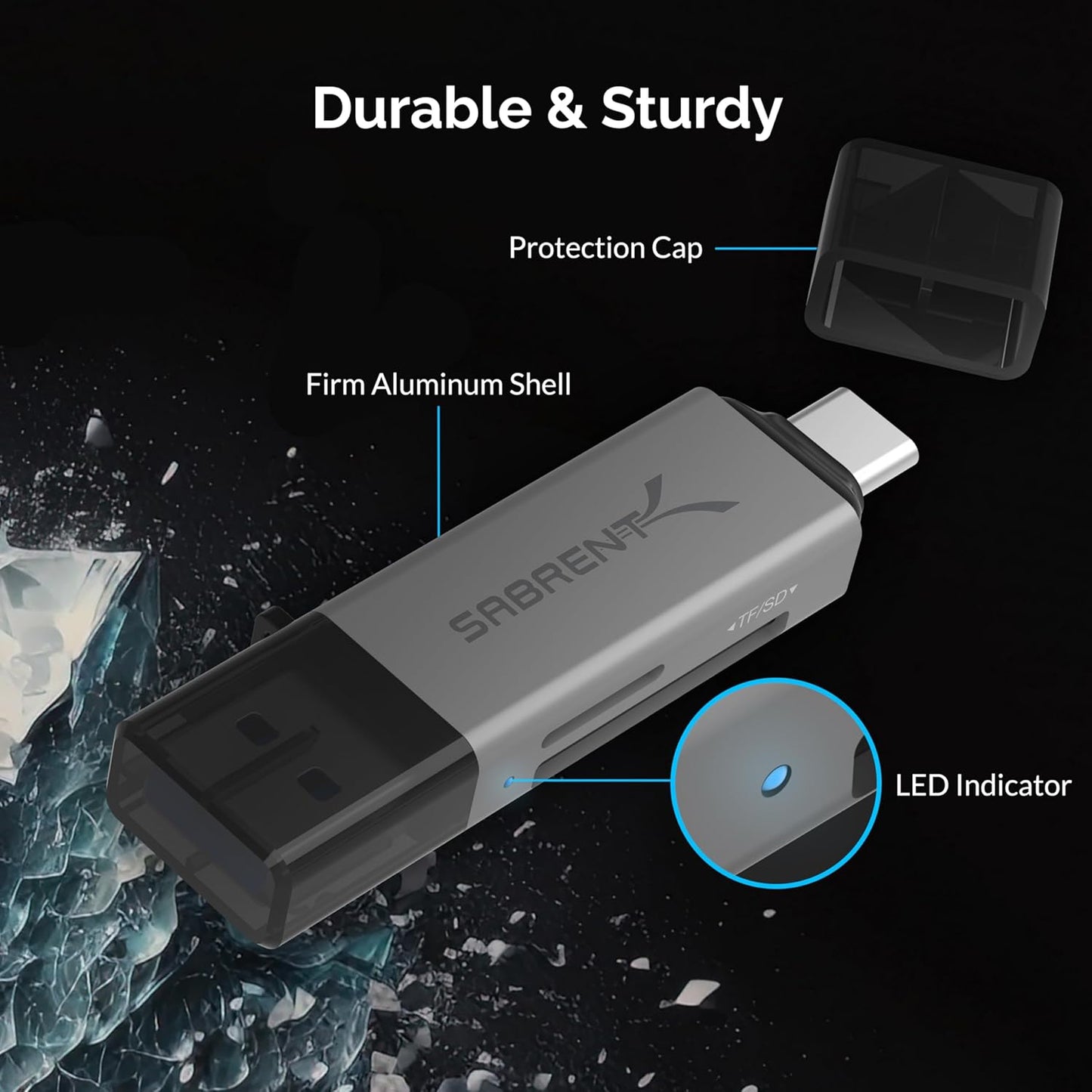 SABRENT 3.0 (CR-BCA2) SD Card Reader USB C & USB A, Micro SD Card Reader, USB Dual Slot Memory Card Adapter for Laptop