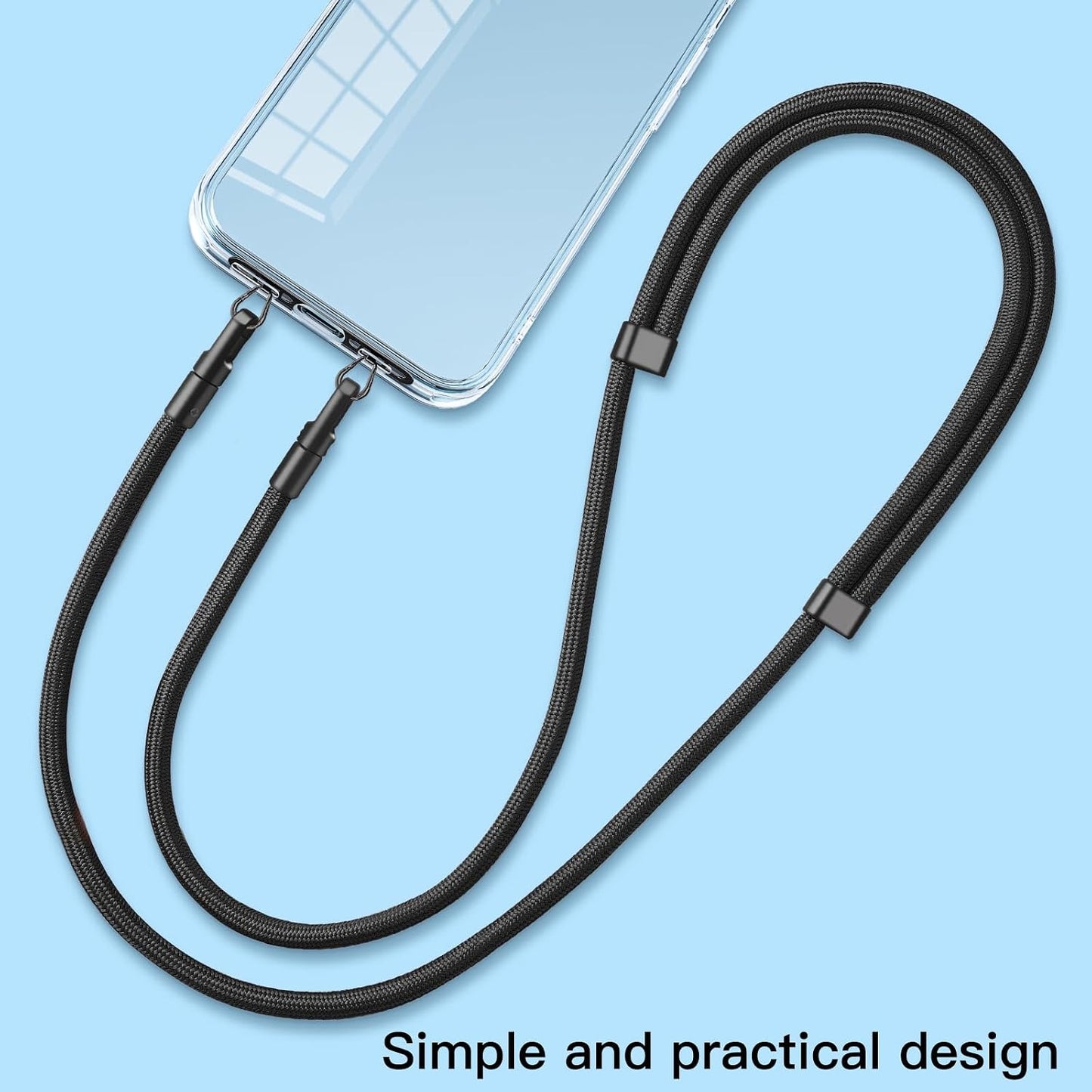 2 Pack 2 Metal Phone Tether Tabs for iPhone - Stainless Steel Phone Lanyard Patch with rings