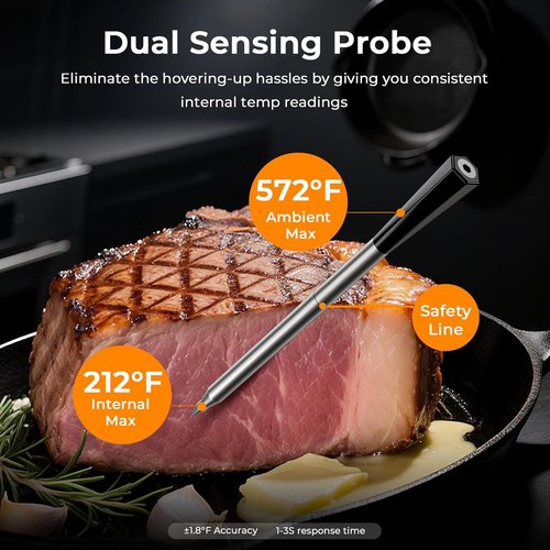 BlueSwan Wireless Meat Thermometer - Bluetooth Food Thermometer with 820 ft Range & Magnetic Design | Ideal for BBQ & Grilling