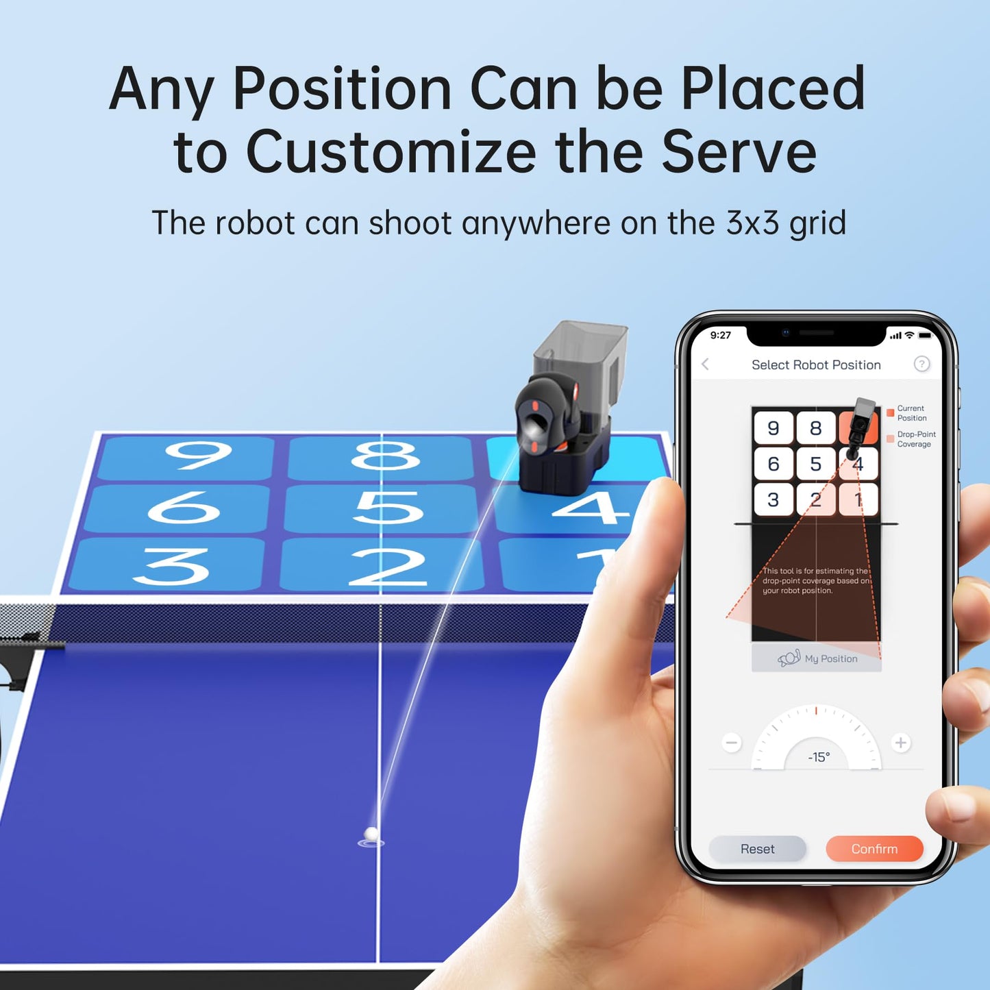 PONGBOT Table Tennis Robot with Net, Ping Pong Machine, Remote/App Control, 264 Pre-Saved Drills, Custom Drills