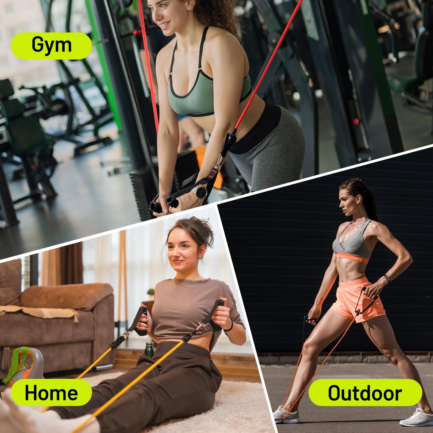 Slim Panda 2-in-1 Resistance Band Kit with Comfort-Grip Handles, Heavy Duty Exercise Band for Physical Therapy, Strength Training, Home Workouts - Includes Door Anchor & Starter Guide