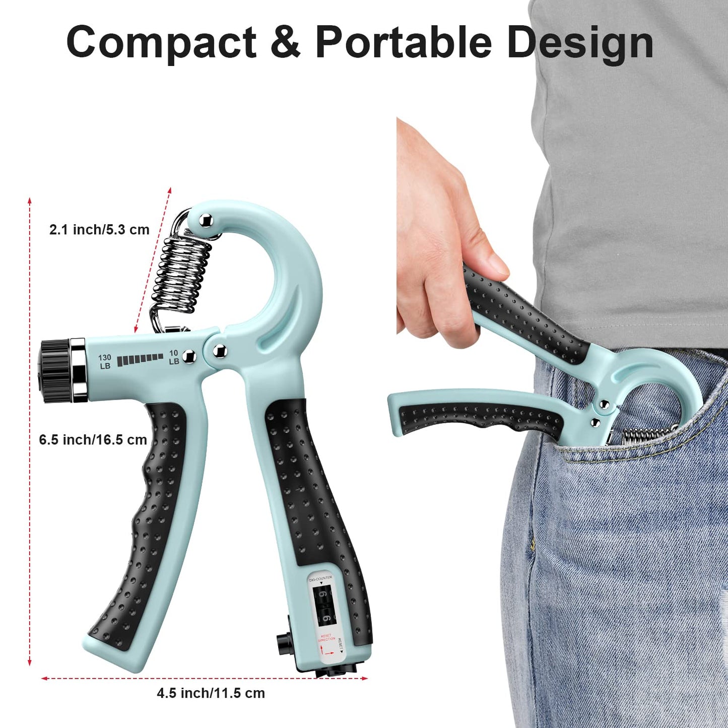 KDG Hand Grip Strengthener 2 Pack Adjustable Resistance 10-130 lbs Forearm Exerciser，Grip Strength Trainer for Muscle Building and Injury Recovery for Athletes