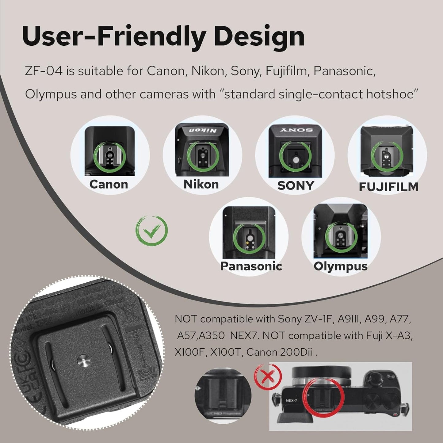 ZENIKO ZF04 6500K200K,372 Lightweight On-Camera Flash,Mini Flash Speedlite, CCT Full-Power Flash Light with Universal