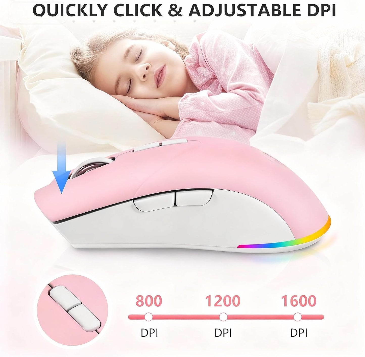 mobiproduct 1600 7 Wired Mouse, USB Computer Mouse DPI Mobile Optical Mouse Ergonomic Design Computer Mice with Cord