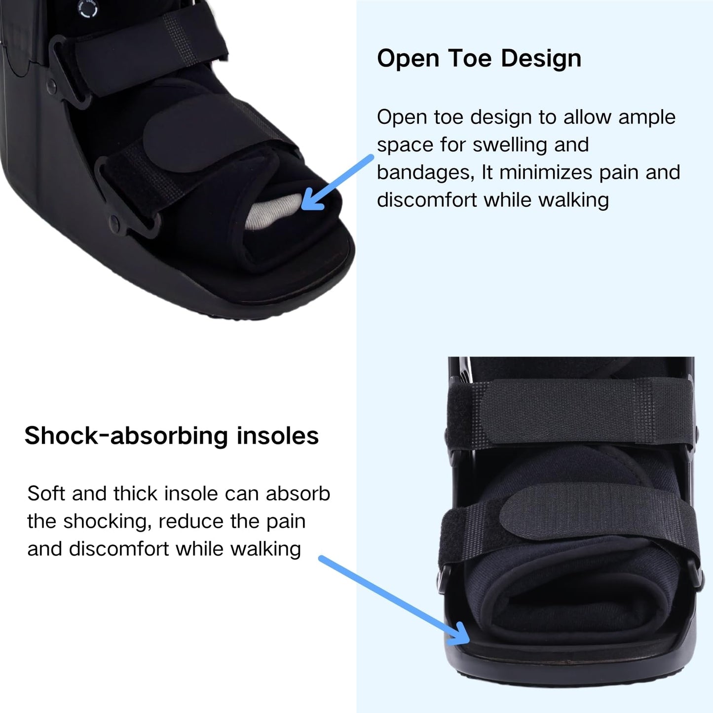 Mathgetin Air Walker Boot Medical Short Fracture Boot for Sprained Ankle and Achilles Tendonitis Inflatable Orthopedic Walking Boot for Broken Foot Fracture Recovery