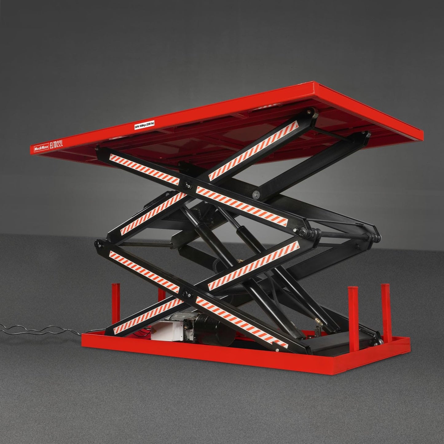 Mechmaxx 2200 lbs Capacity Stationary Powered Hydraulic Double Scissor Lift Table,86.6" x 51.2" Platform,94.5" Lift Height, UL Certified Moto,Model ELTD22L