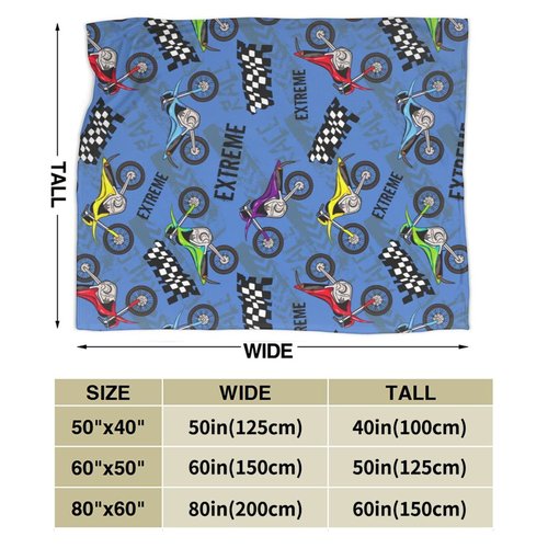Cool Motorcycle Throw Blanket Car Soft Warm Bedding Bed Blankets Boys Teen Gifts for Couch Bedroom Sofa Office Car, All Season Cozy Flannel Plush Blanket for Kids Adults, 60"X50"