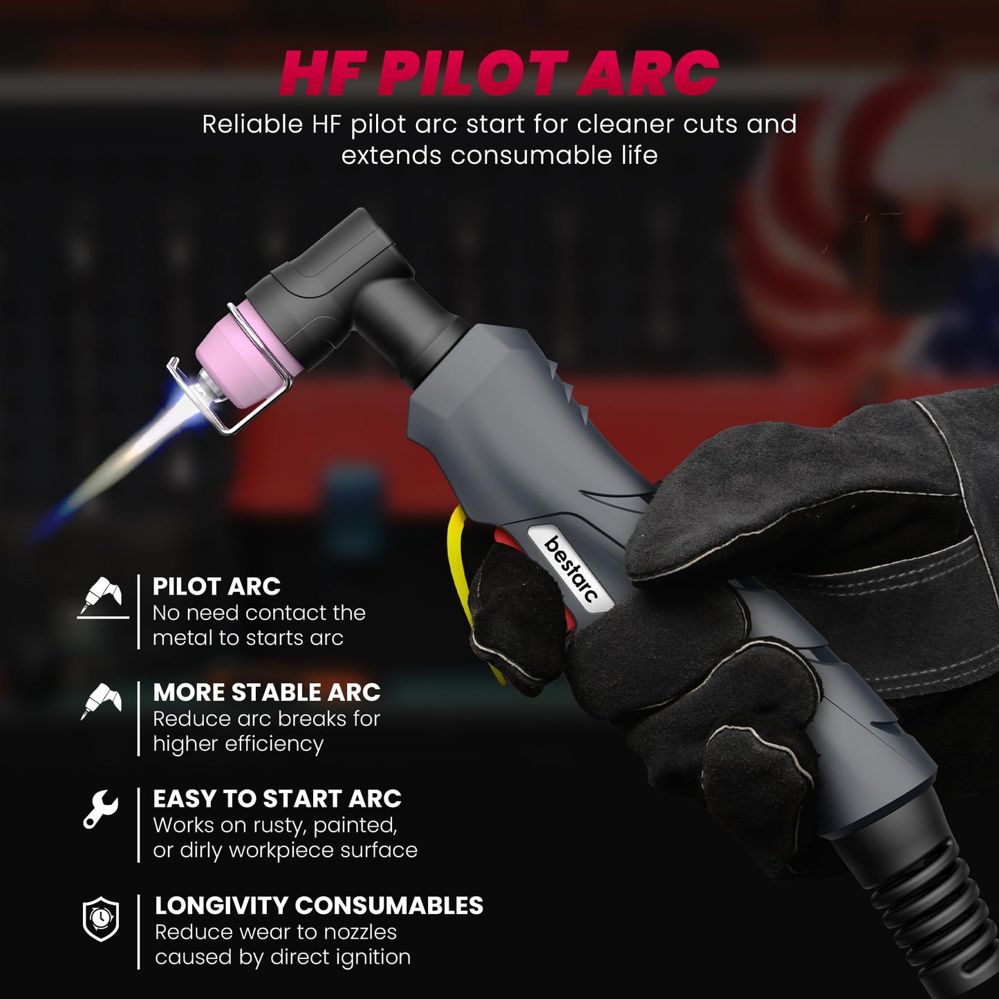 Bestarc Plasma Cutter, [Pilot Arc][Large LED Display][Air Sensor] 60A Plasma Cutter Machine 110/220V Dual Voltage, 1/2 Inch Clean Cut 4/5 Inch Max Cut, Post Flow Mesh, 2T/4T for Beginners DIY