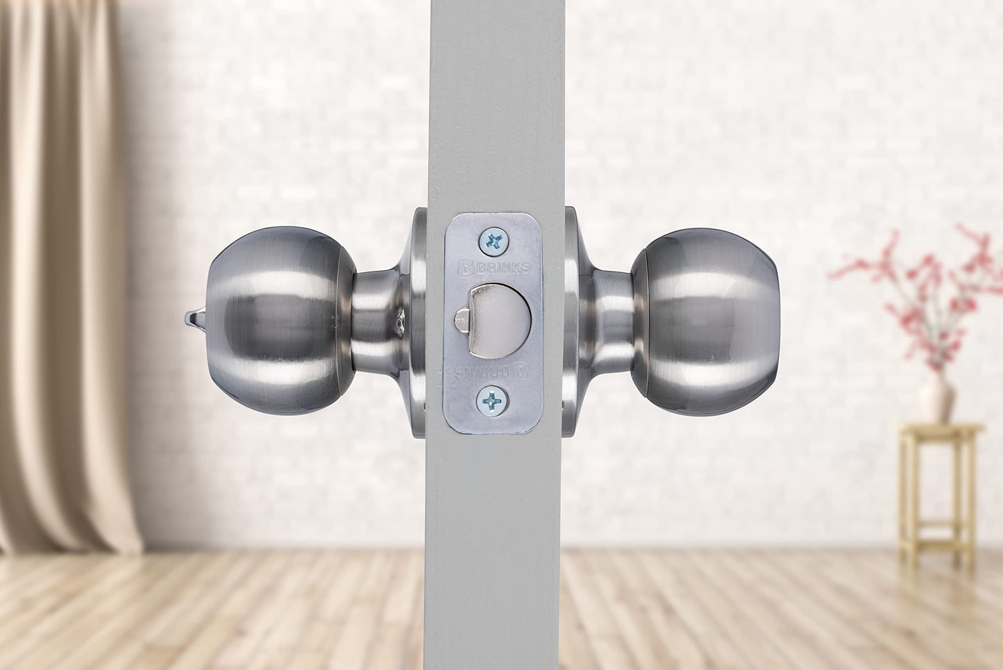 BRINKS Transitional Keyed Entry Door Knob - Satin Nickel Exterior Door Lock Set, Seamlessly Blends with Interior Décor, 1 Pack