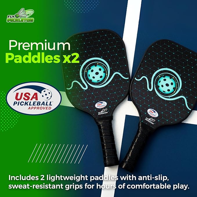 Portable Multi-Sport Glow in The Dark Paddle Game with Net – Premium USA Approved Paddles -Backyard & Indoor/Outdoor Family