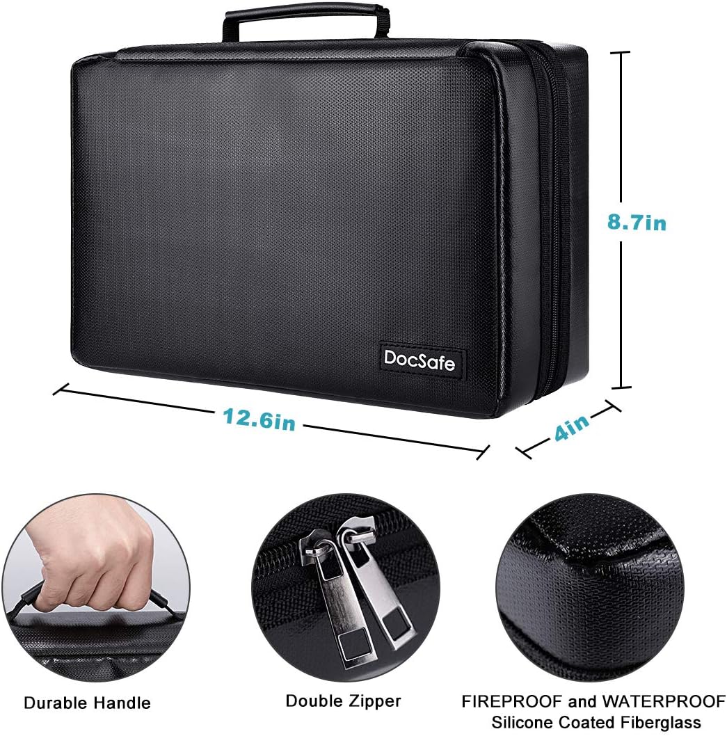 200+ 9V, BT-168 DocSafe Fireproof Battery Organizer Storage Box,Fireproof Waterproof Carrying Case Bag Holder,Safe