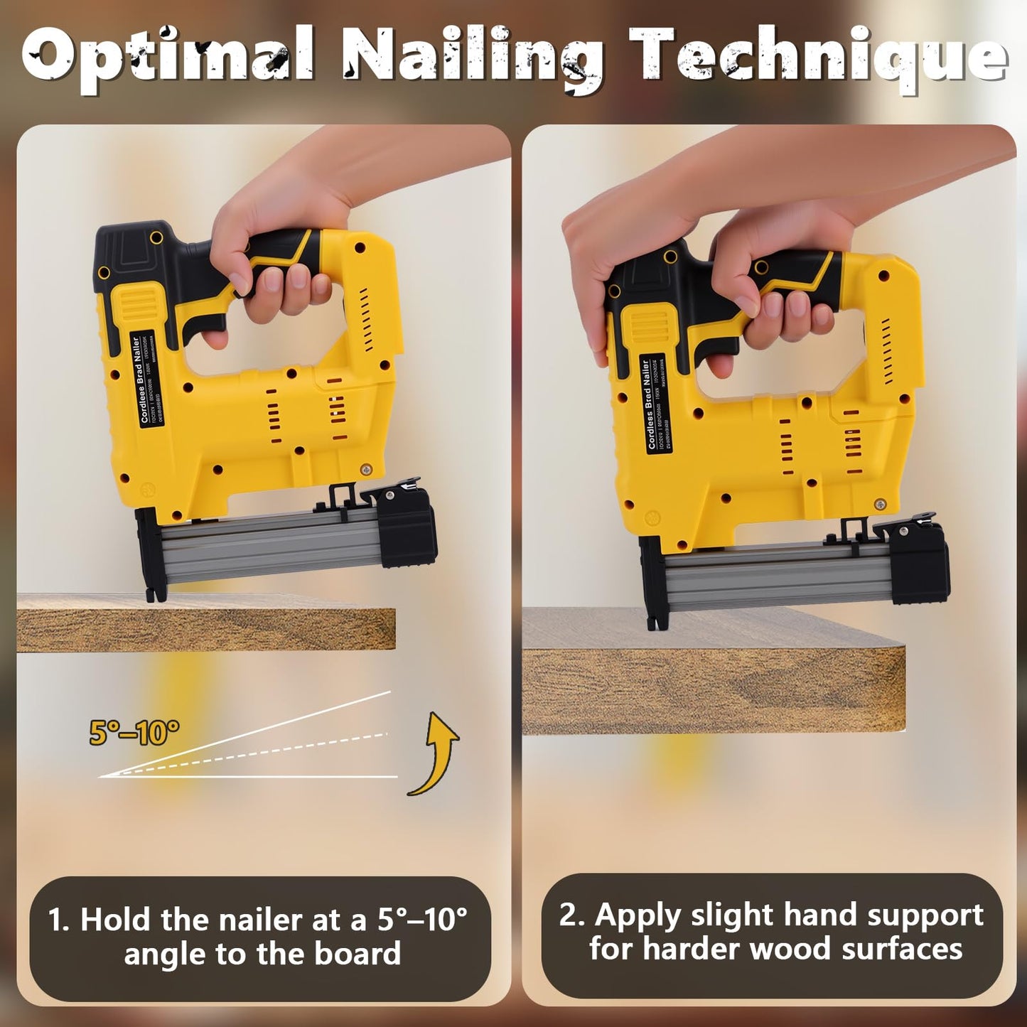 WODHMIEY Cordless 2 in 1 Brad Nailer & Staple, Battery Powered, Compatible with De W alt 20V (No Battery), 18 Gauges, Combo Single Mode, Safety Pin, Includes 400 Nails