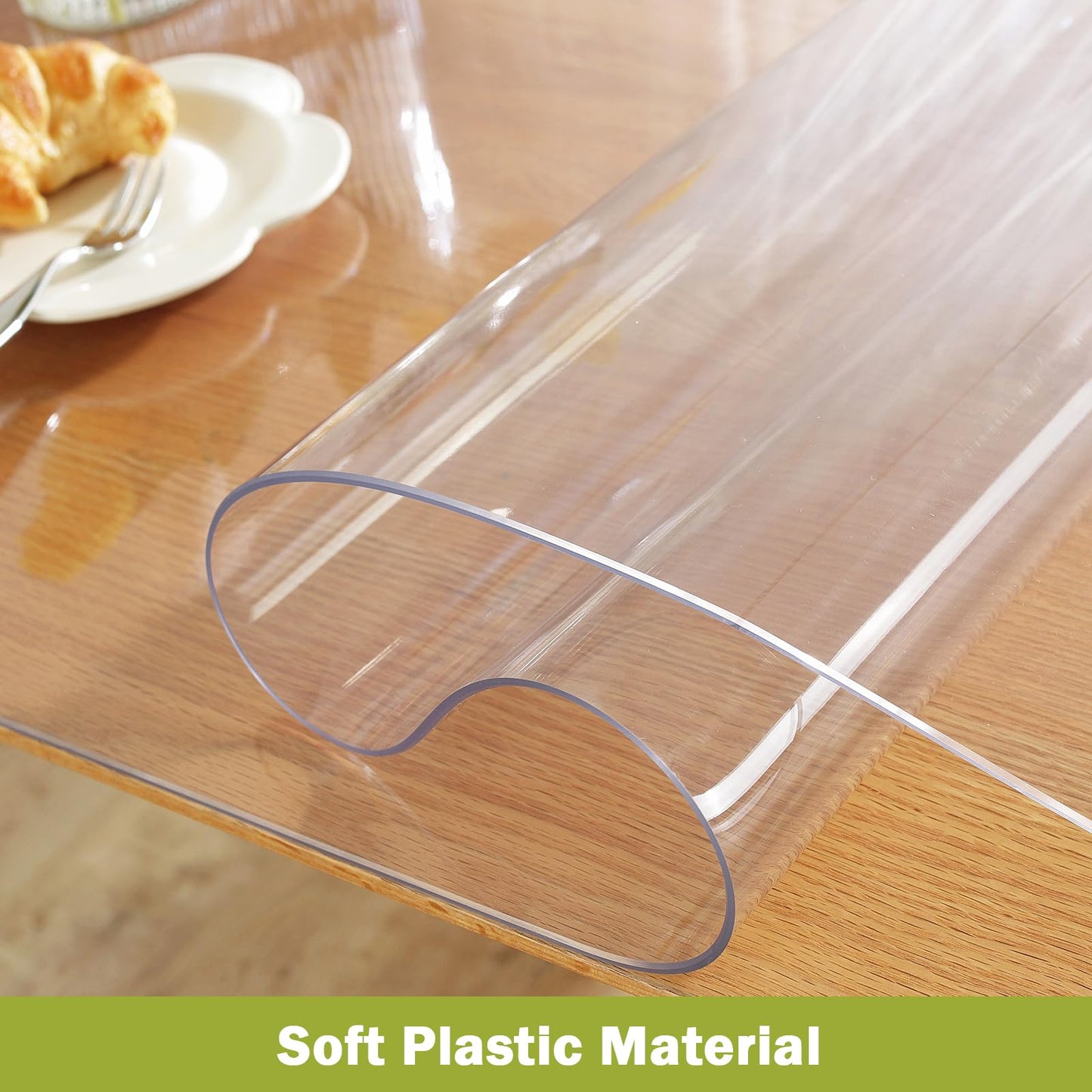 OstepDecor Clear Table Cover Protector 44 x 78 Inch, 1.5mm Thick Plastic Table Cover, Dining Table Protector Pad, Waterproof & Easy Cleaning PVC Desk Mat for Dresser, Coffee & Kitchen Wooden Tabletop