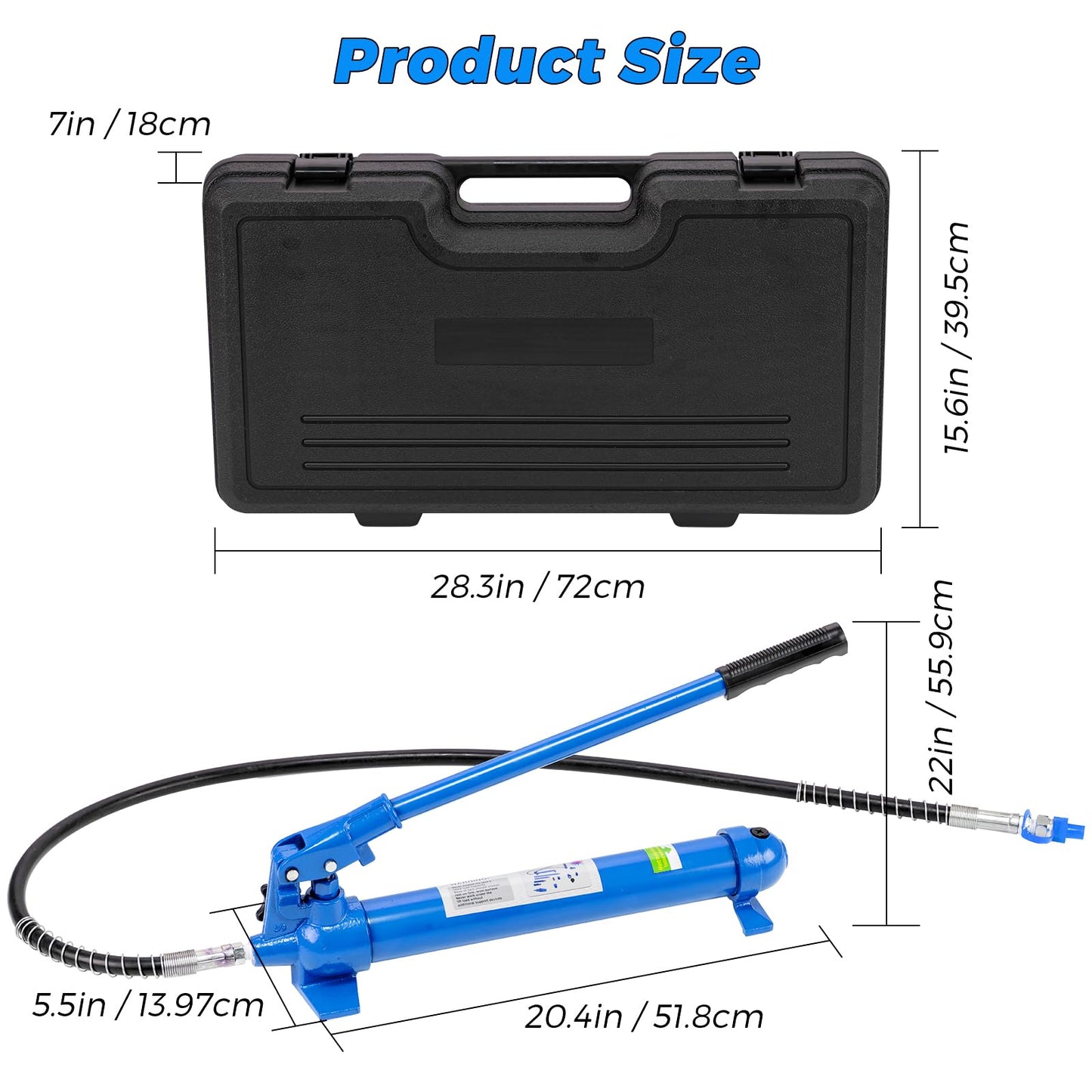 10 Ton (22046 lbs Capacity) Hydraulic Porta Power Kit, Multifunctional Auto Body Frame Repair Jack with 4.6 Ft Oil Hose & Storage Case, Heavy Duty Hydraulic Jack for Car Truck SUV Garage