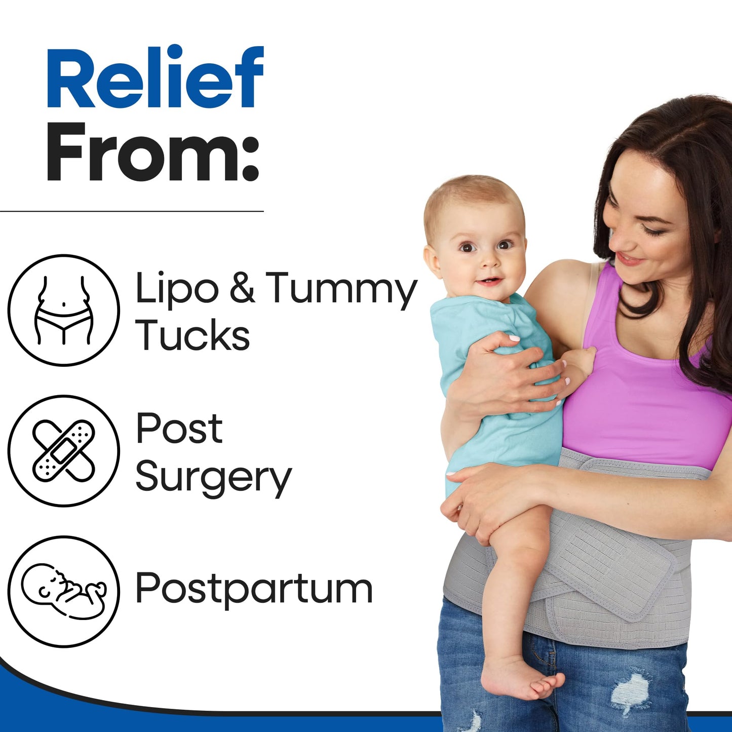 Abdominal Binder Post Surgery Tummy Tuck - Postpartum Belly Band Wrap | Post C Section Belly Binder Recovery | Stomach Compression Hernia Belt For Men & Women After Pregnancy, Hysterectomy L/XL