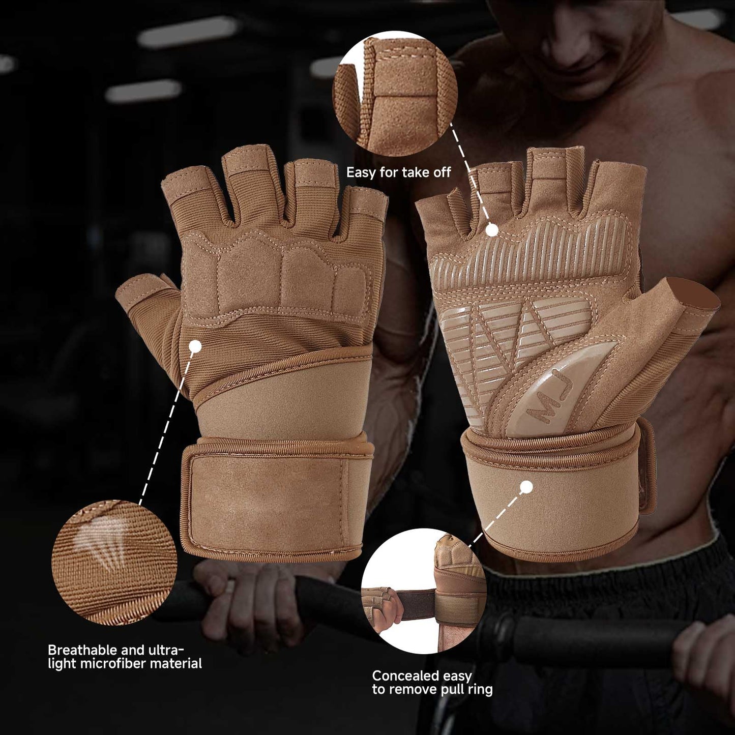 Foclassic Workout Gloves for Men Women - Weight Lifting Gloves With Wrist Wrap Support, Palm Protection and Grips for Gym Exercise, Cross Training