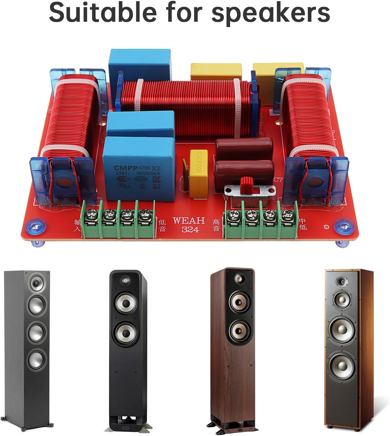 DriSentri 3 400W 4-8 3 Way Crossover, Adjustable Ohm Way One High & Two Low Frequency Divider, HiFi Speaker Crossover