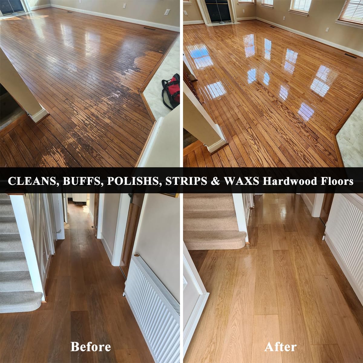 HHQ Commercial Floor Scrubber Machine with Brushes and Pads, Heavy Duty Floor Cleaner Polisher and Buffer- Deep Cleaning Tile and Grout, Hardwood Floors and Carpets without Getting on Hands and Knees