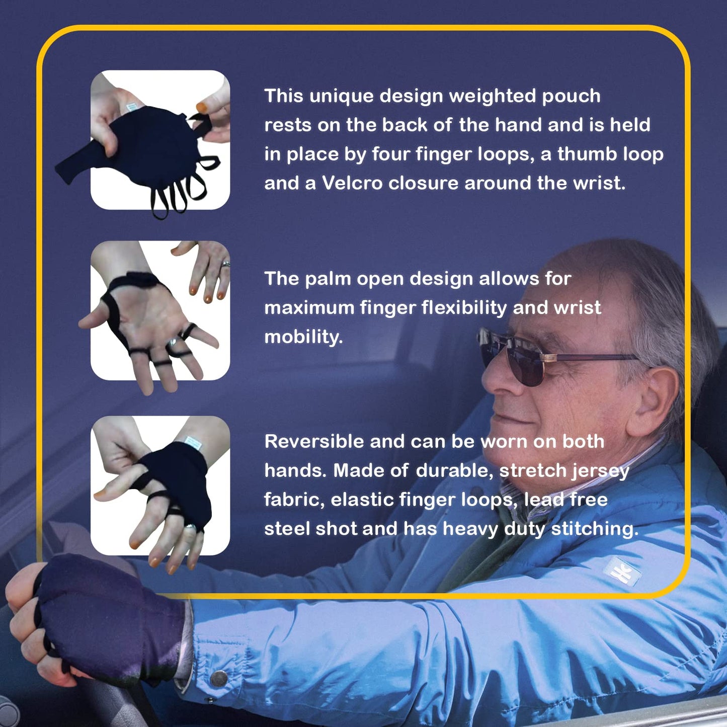 Handithings®: Hand Weight - Beneficial for Tremor Control, Fine Motor Skill Activities, Improved Hand/Wrist Mobility, Writing Stability & Strengthening. Proudly Hand Made in the USA! (WORKS FOR RIGHT OR LEFT HAND) (PLEASE SEE SIZING CHART AND MEASURE HAND